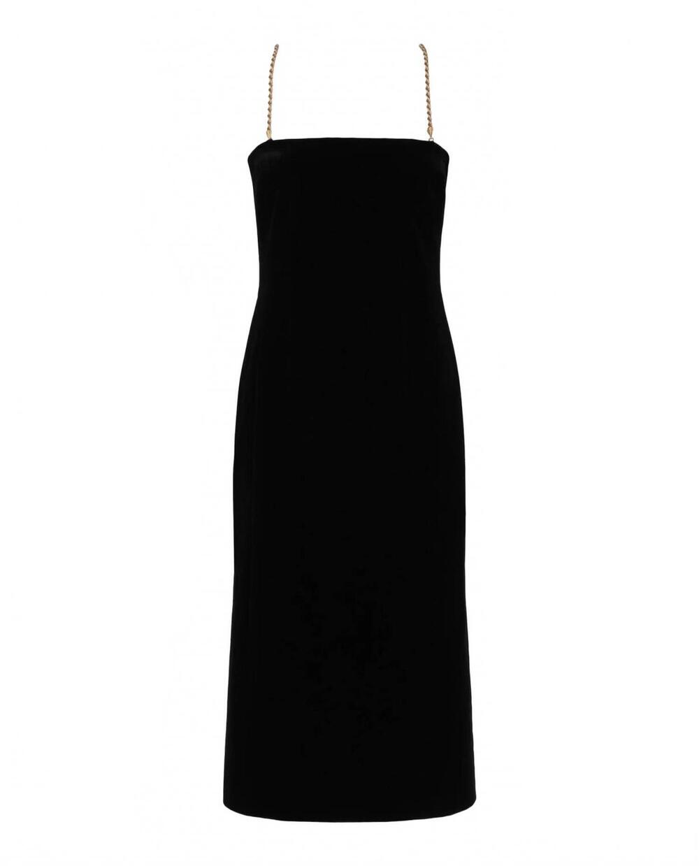 NEW SALVATORE FERRAGAMO women's midi tube dress with twisted chain straps in bla